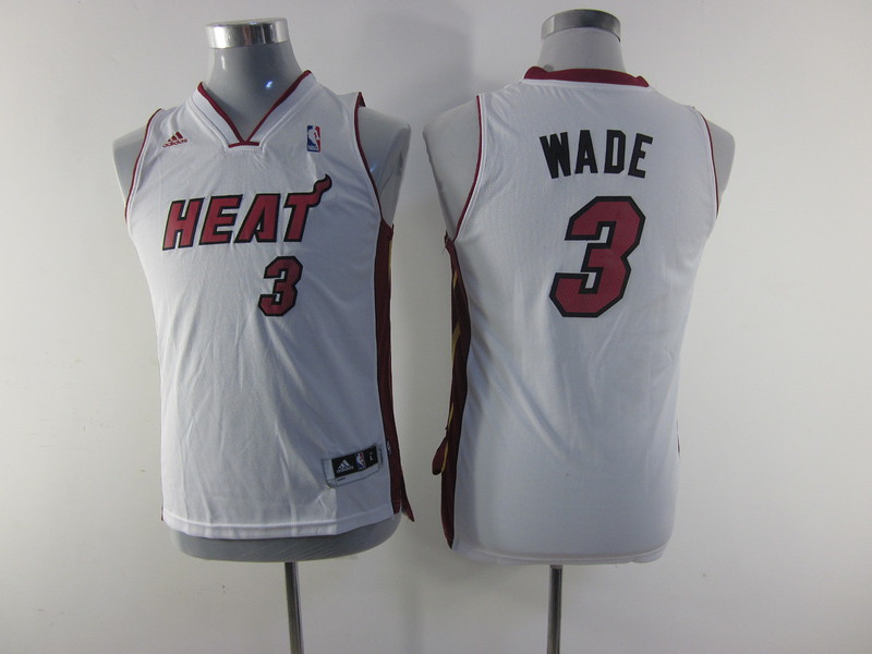  NBA Kids Miami Heat 3 Dwyane Wade New Revolution 30 Swingman Youth White Jersey
